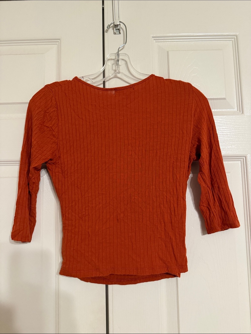 Timing Rust Orange Ribbed Wrap-Front Crop Top - Picture 4 of 5
